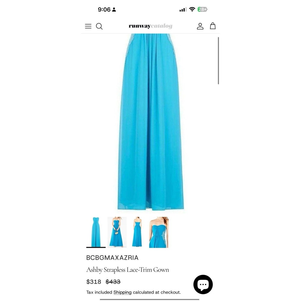 BCBGMAXAZRIA Teal Lace Pleated Bodice Maxi Dress Size 10 - Picture 2 of 5